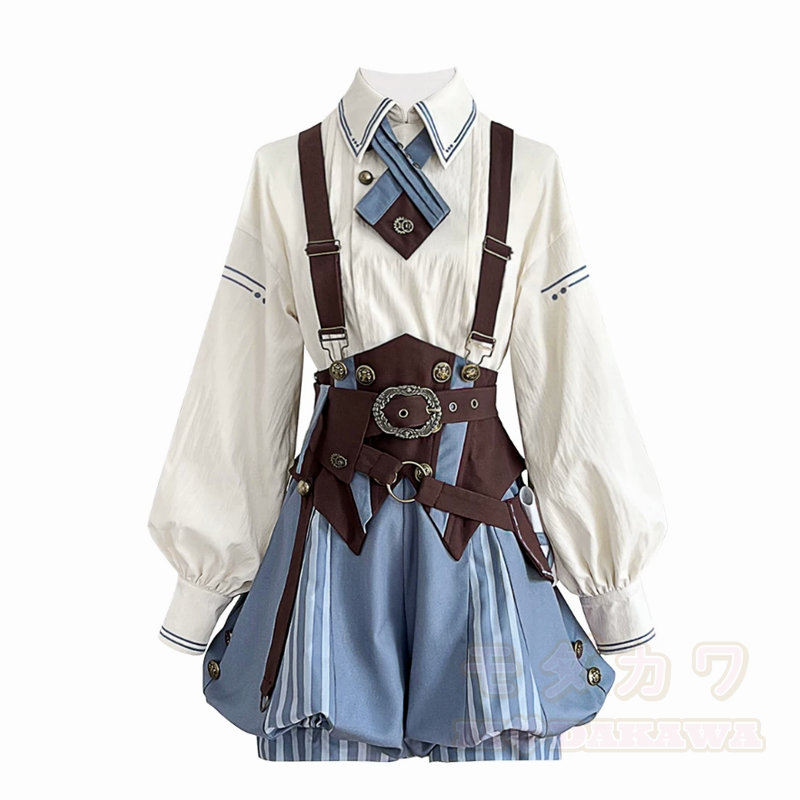 Kawaii-Mode: Dreiteiliges Set aus Bluse mit Puffärmeln, Shorts und Bund - image 9
