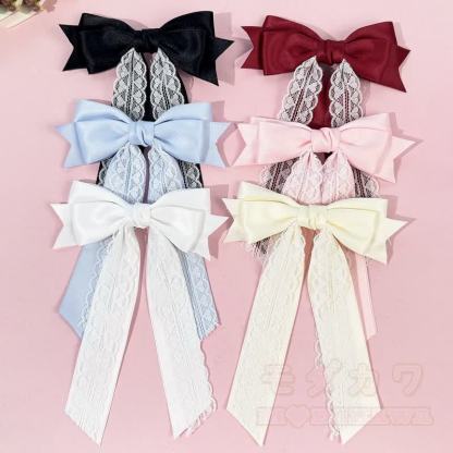 Süßes Mädchen Haarspange aus Spitze, Satin, langem Bänder und Schleife - image 2