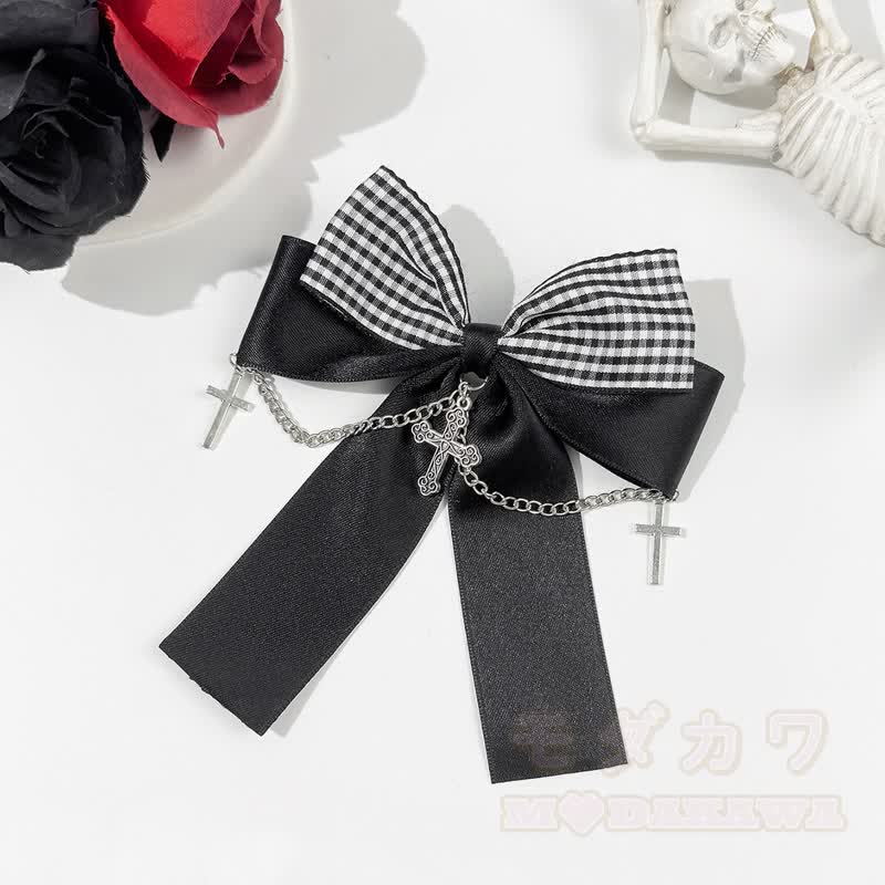 Süße Haaraccessoires mit gotischem Karomuster und Schleife - C - image 4