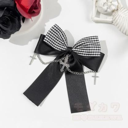 Süße Haaraccessoires mit gotischem Karomuster und Schleife - C - image 4
