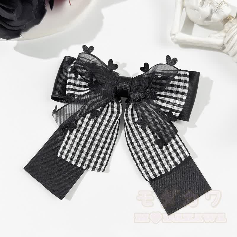 Süße Haaraccessoires mit gotischem Karomuster und Schleife - B - image 3