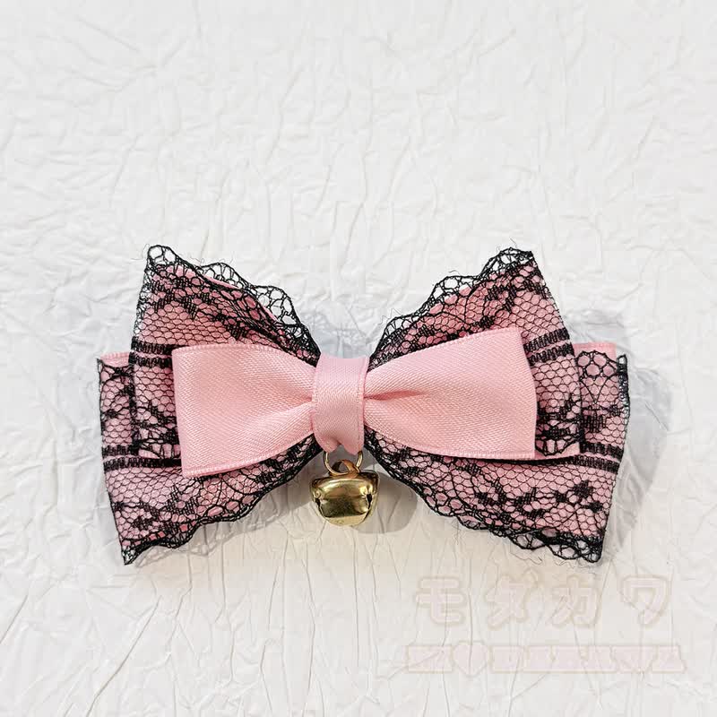 Lolita-Mode Gothic Pink Lace Long Streamer Bow Hair Accessories - A - image 3
