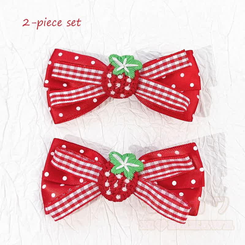 Sweet Lolita Mode: Haaraccessoires mit roter Schleife und weißen Punkten - A - image 2