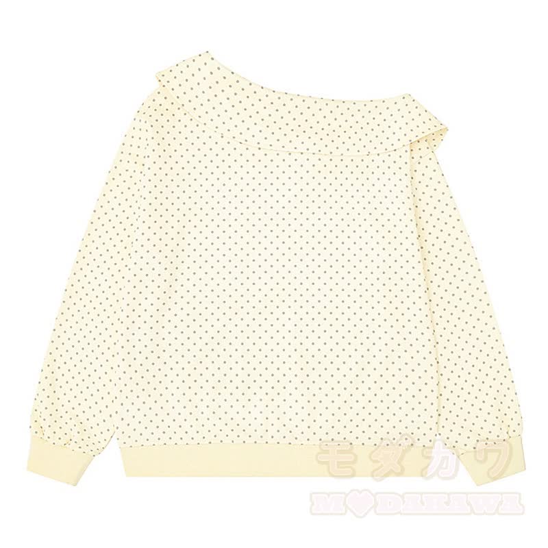 Zweiteiliges Set aus Sweatshirt mit Matrosenkragen und Polka-Dot-Rock im Cartoon-Anime-Stil - image 3