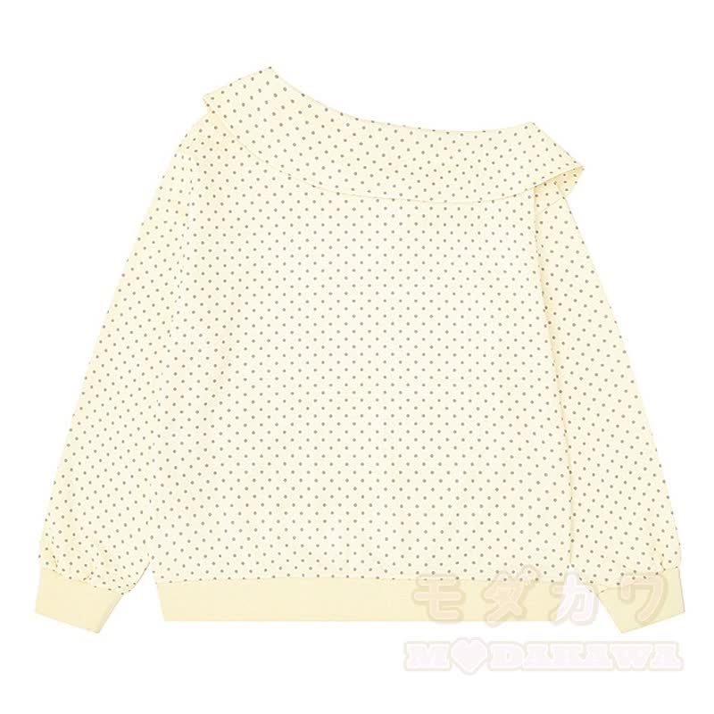 Zweiteiliges Set aus Sweatshirt mit Matrosenkragen und Polka-Dot-Rock im Cartoon-Anime-Stil - image 3