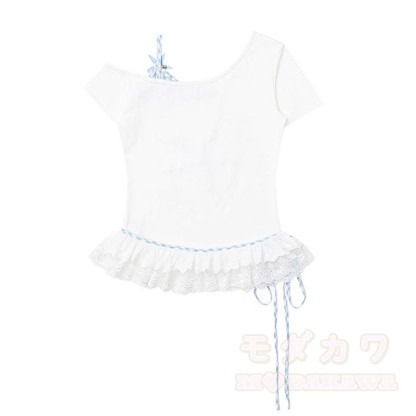 Zweiteiliges Set: Sternenmuster-Top mit schulterfreiem Spitzeneinsatz, gepunktete Hose mit weitem Bein und passendem Spitzentop mit Polka-Dot-Print, schulterfreiem Top und gepunkteter Hose mit weitem Bein - image 4