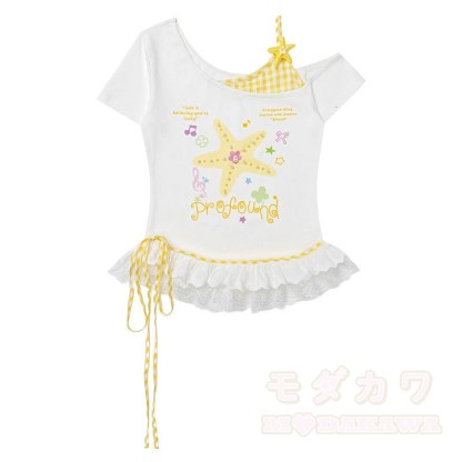 Zweiteiliges Set: Sternenmuster-Top mit schulterfreiem Spitzeneinsatz, gepunktete Hose mit weitem Bein und passendem Spitzentop mit Polka-Dot-Print, schulterfreiem Top und gepunkteter Hose mit weitem Bein - Gelbes Oberteil - L - image 6