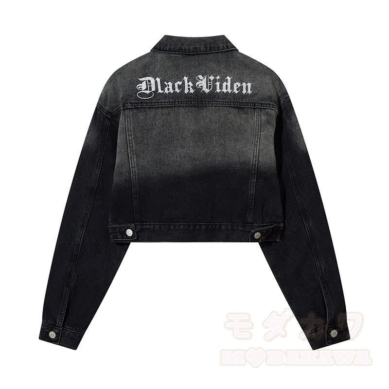 Zweiteiliges Set: Jeansjacke mit Sternenmuster und Farbverlauf, Jeans mit weitem Bein - image 3
