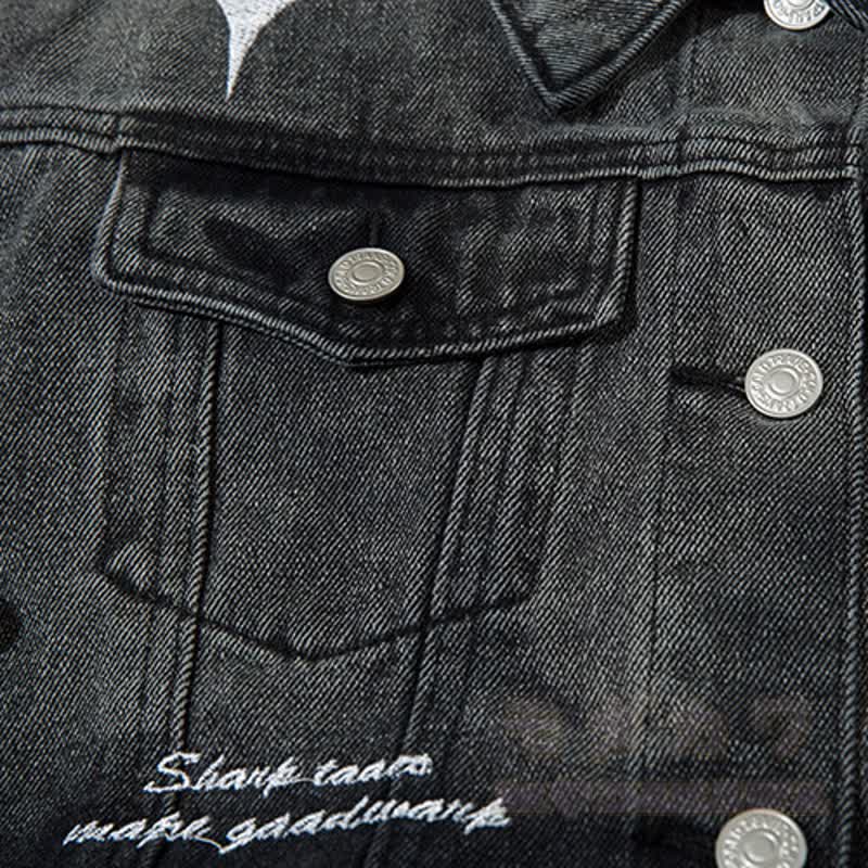 Zweiteiliges Set: Jeansjacke mit Sternenmuster und Farbverlauf, Jeans mit weitem Bein - image 5