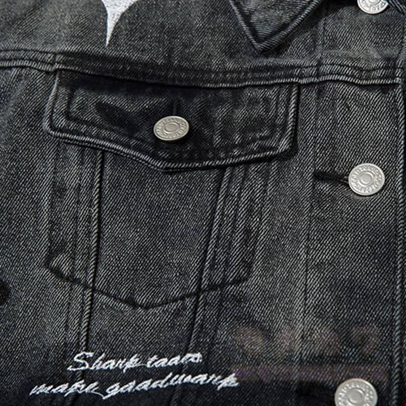 Zweiteiliges Set: Jeansjacke mit Sternenmuster und Farbverlauf, Jeans mit weitem Bein - image 5