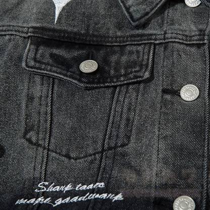 Zweiteiliges Set: Jeansjacke mit Sternenmuster und Farbverlauf, Jeans mit weitem Bein - image 5