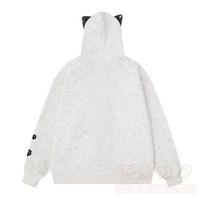 Hochwertiger Kapuzenpullover mit Cartoon-Katzenohren-Motiv und Reißverschluss - image 5