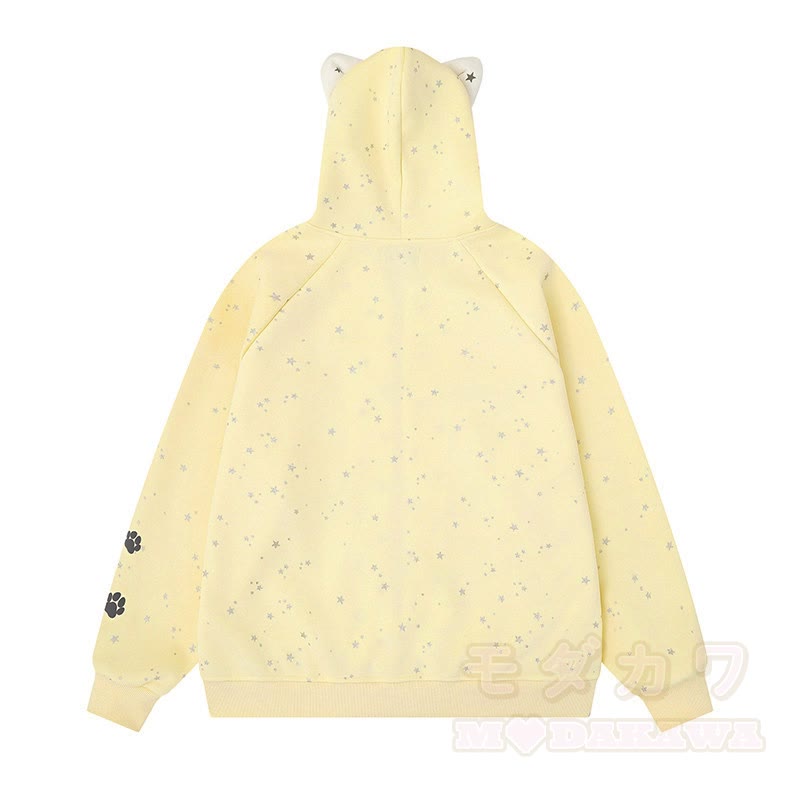 Hochwertiger Kapuzenpullover mit Cartoon-Katzenohren-Motiv und Reißverschluss - image 3