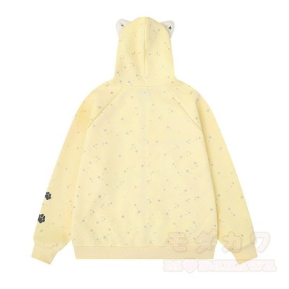 Hochwertiger Kapuzenpullover mit Cartoon-Katzenohren-Motiv und Reißverschluss - image 3