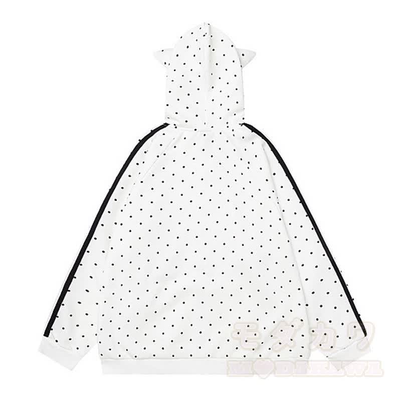 Hochwertige, strapazierfähige Kapuzenjacke mit Polka-Dot-Muster, Schleife und Reißverschluss - image 2