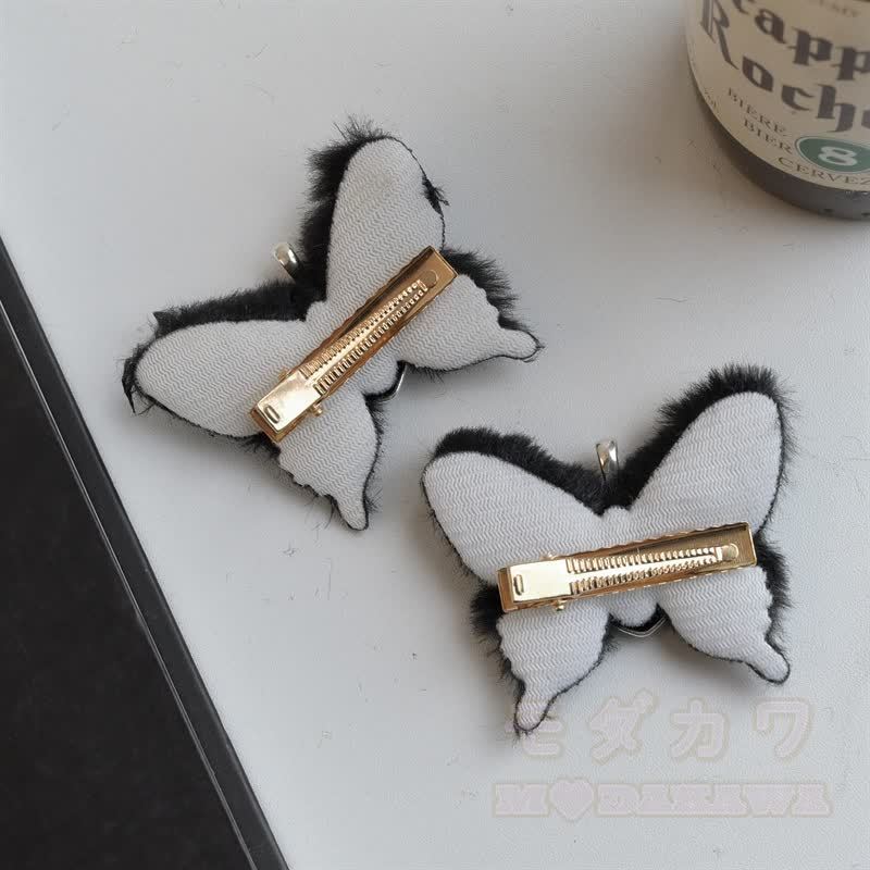 Gothic Plüsch-Schmetterlings-Haaraccessoires mit Herzschloss-Totenkopf-Dekor - image 5