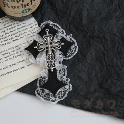 Y2K Gothic-Spitzenkreuz aus Metall als Haaraccessoire - Schwarz A - image 4