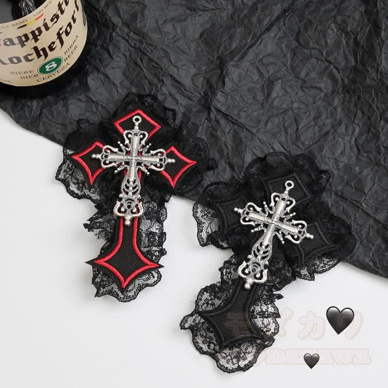 Y2K Gothic-Spitzenkreuz aus Metall als Haaraccessoire - image 3