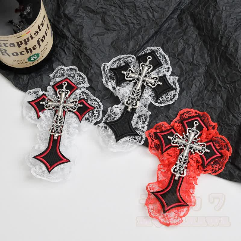 Y2K Gothic-Spitzenkreuz aus Metall als Haaraccessoire - image 2