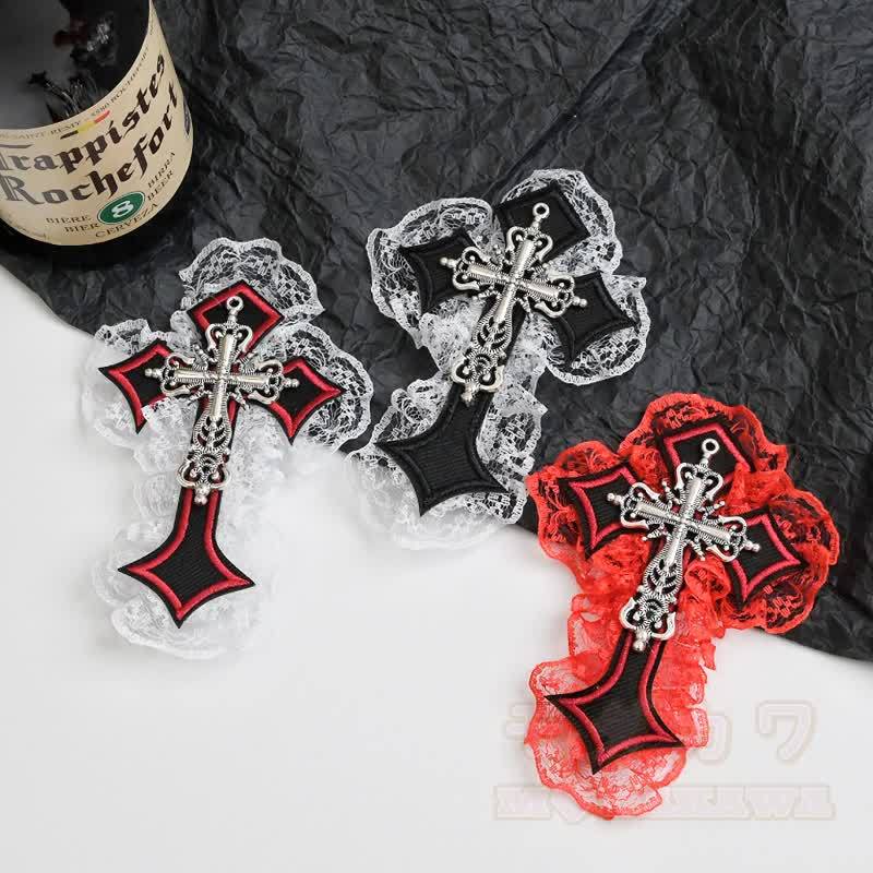 Y2K Gothic-Spitzenkreuz aus Metall als Haaraccessoire - image 2