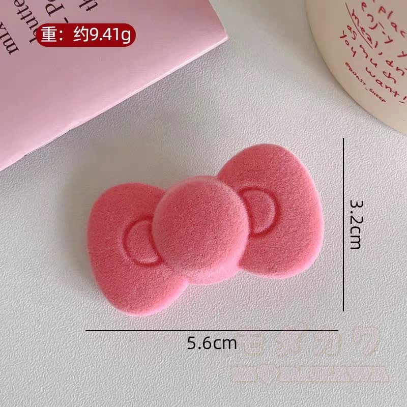 Kawaii Haarspange mit süßer Samtschleife - Rosa - image 4