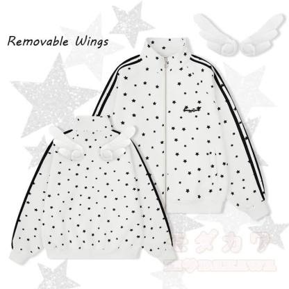 Hochwertige, strapazierfähige Sweatshirtjacke mit Sternenprint und Flügeldekor - image 1