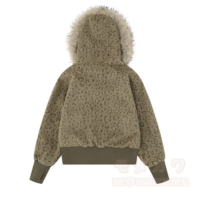 Hochwertige Kapuzenjacke mit Leopardenmuster und Reißverschluss - image 2