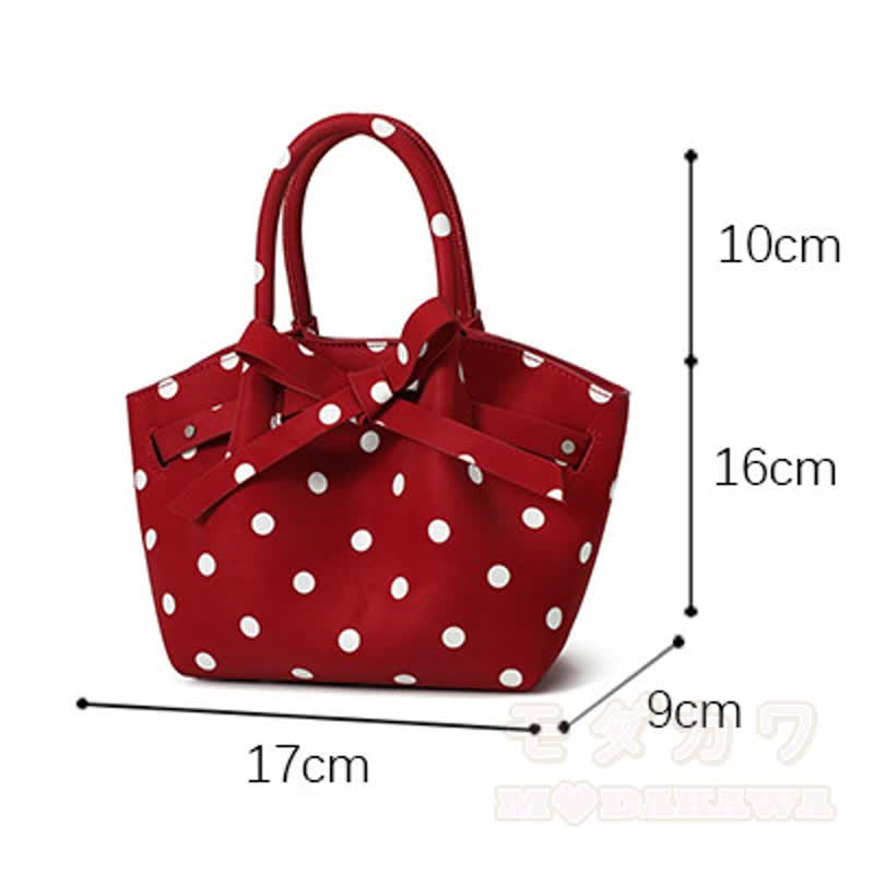 Süßes Polka-Dot-Schleifen-Top, Langarm-Cardigan, zweiteiliges Set mit passender Beuteltasche - image 13