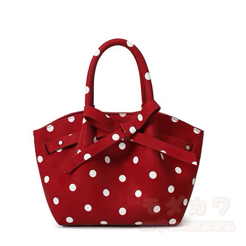 Süßes Polka-Dot-Schleifen-Top, Langarm-Cardigan, zweiteiliges Set mit passender Beuteltasche - Tasche - One Size - image 12