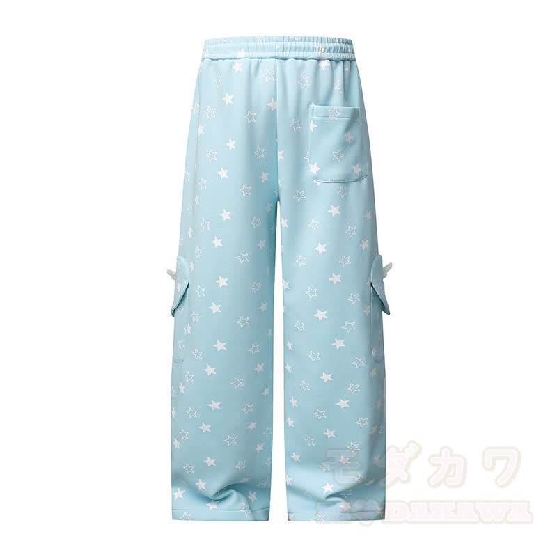 Durable Press Freizeithose mit Sternenmuster und weitem Bein - image 3