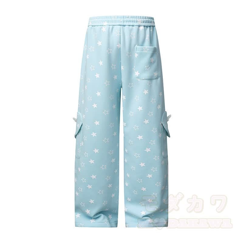 Durable Press Freizeithose mit Sternenmuster und weitem Bein - image 3