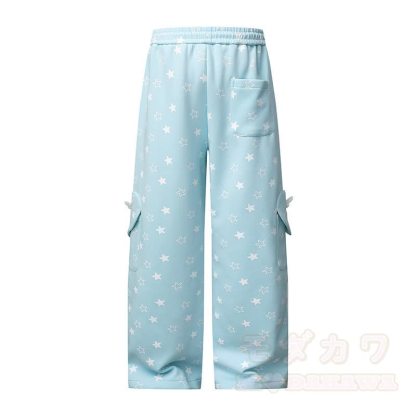 Durable Press Freizeithose mit Sternenmuster und weitem Bein - image 3