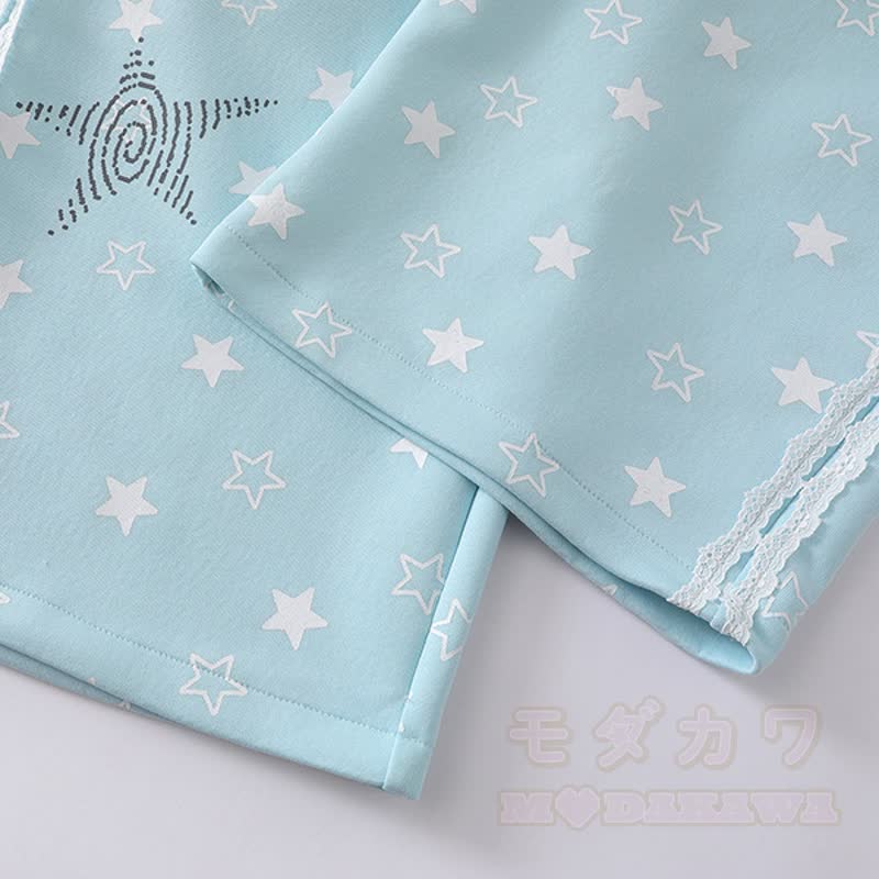 Durable Press Freizeithose mit Sternenmuster und weitem Bein - image 7