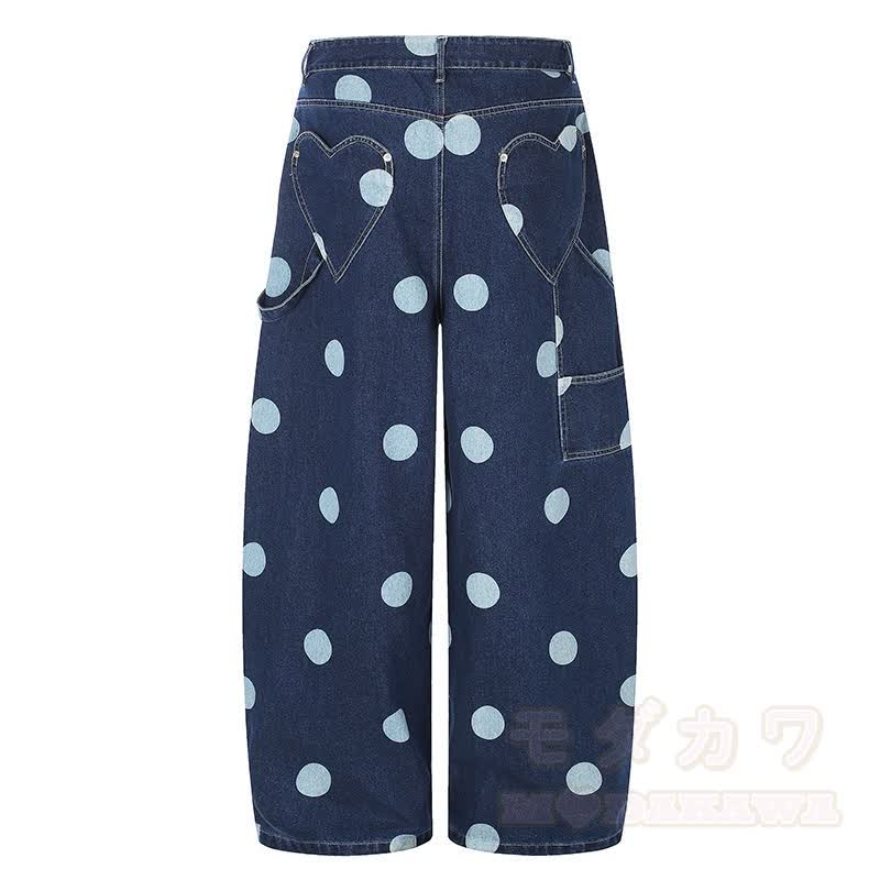 Hochwertige, strapazierfähige Jeans mit weitem Bein und Polka-Dot-Print - image 3