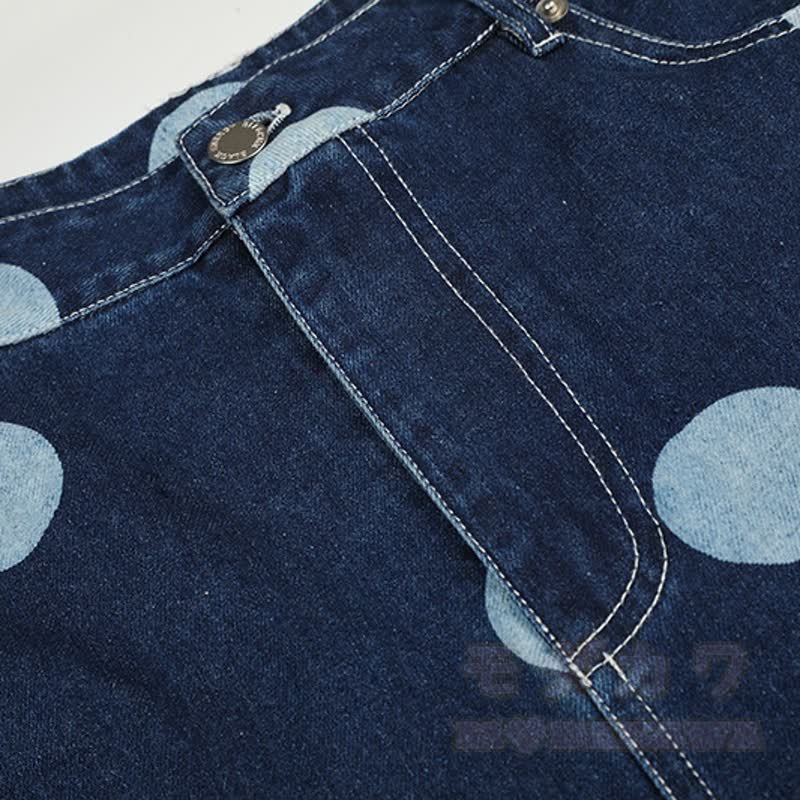 Hochwertige, strapazierfähige Jeans mit weitem Bein und Polka-Dot-Print - image 5
