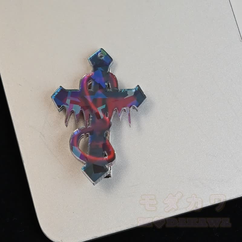 Haaraccessoire im Y2K-Stil mit dunklem Blutmuster und Kreuzform - Blau - image 4