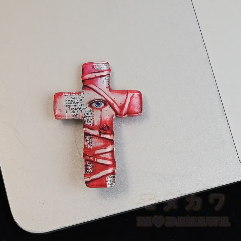 Haaraccessoire im Y2K-Stil mit dunklem Blutmuster und Kreuzform - Rosa - image 3