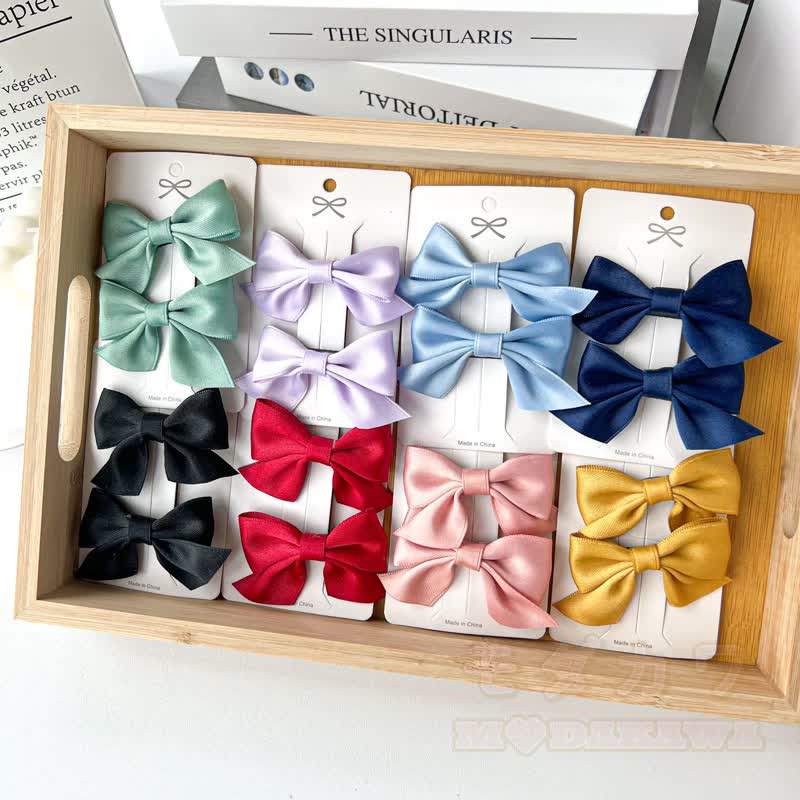 Süßes Paar Haaraccessoires mit Schleifen in einfarbigen Farben - image 2