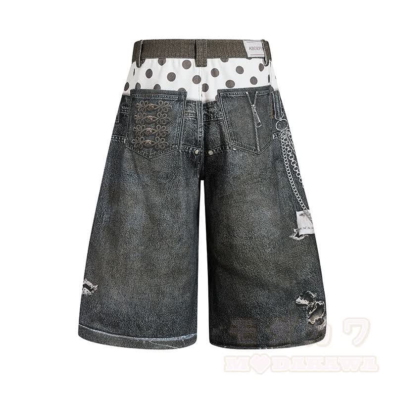 Zweiteiliges Set: Niedliches T-Shirt mit Katzen- und Sternenprint, bedruckte Jeansshorts und passendes Dekor-Dekor-Set - image 9