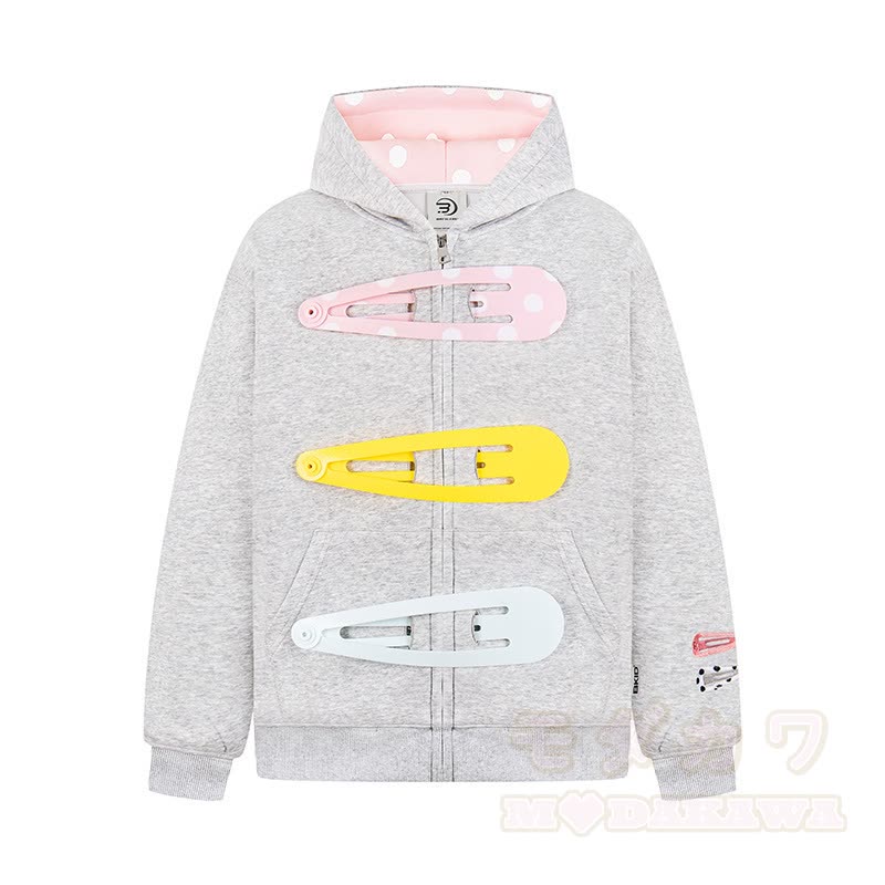 Hochwertiges, langlebiges Set aus Hoodie, Rock und Strasssteinen mit bunten Pins und Sternenmuster – zweiteilig - Grauer Hoodie - XL - image 5