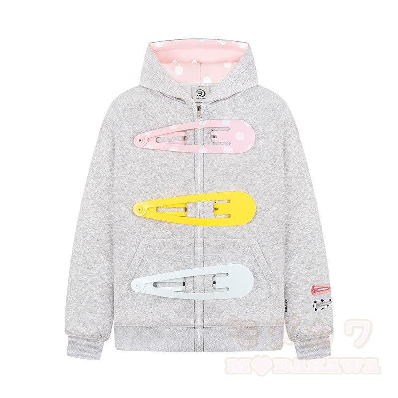 Hochwertiges, langlebiges Set aus Hoodie, Rock und Strasssteinen mit bunten Pins und Sternenmuster – zweiteilig - Grauer Hoodie - XL - image 5