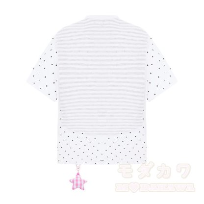 Hochwertiges, strapazierfähiges Set aus zweiteiligem Set: T-Shirt mit Polka-Dot-Stickerei und weit geschnittener Hose. - image 3