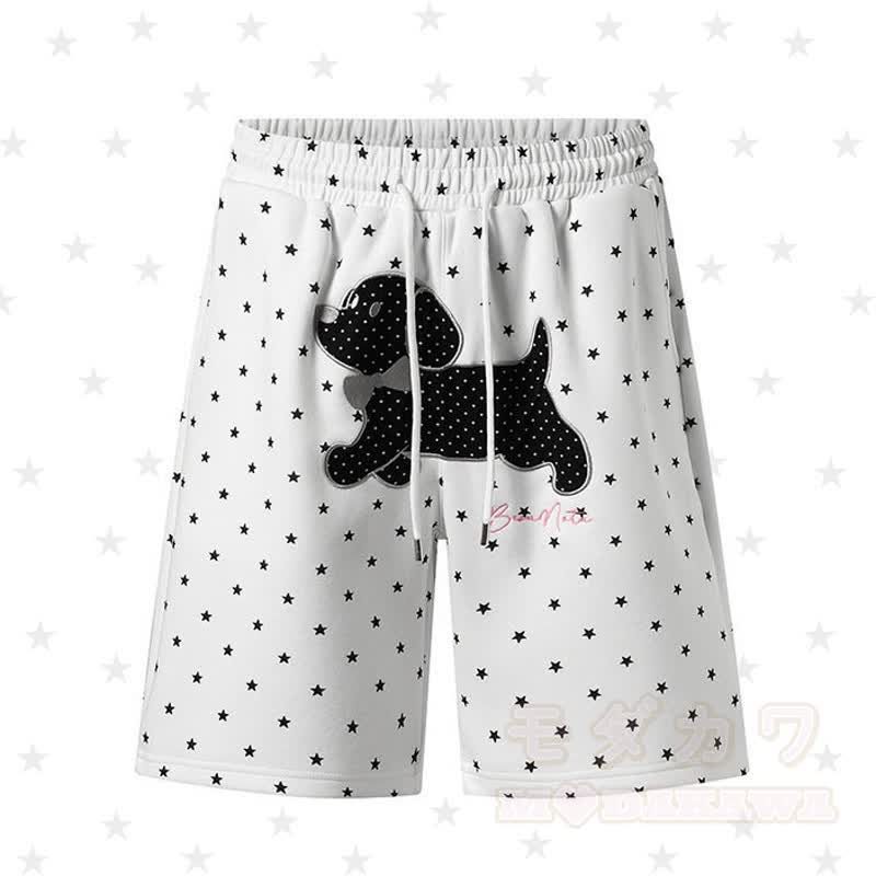Hochwertige, strapazierfähige Shorts mit Press Star Puppy-Stickerei und Kordelzug - Weiß - XL - image 1