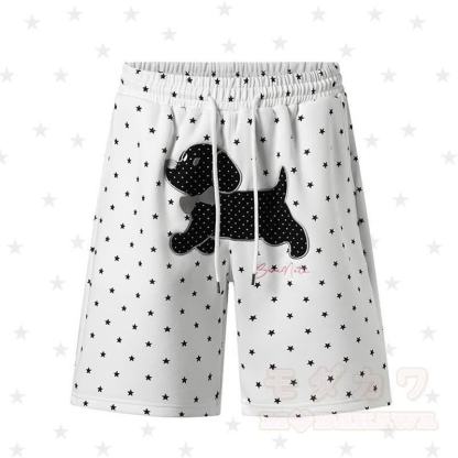Hochwertige, strapazierfähige Shorts mit Press Star Puppy-Stickerei und Kordelzug - Weiß - XL - image 1