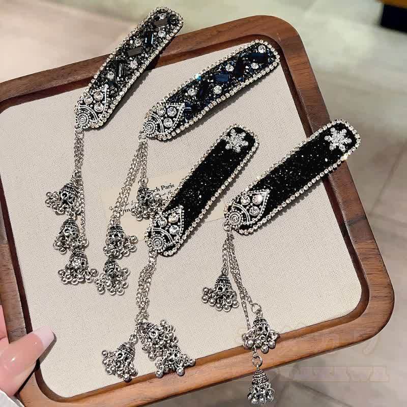 Elegante Haarspange mit Strass-Glockenquaste und Kette - image 1