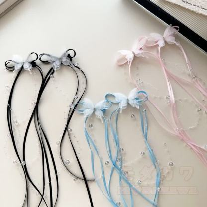 Süße Haaraccessoires mit Schleife, Perle und Quaste - image 1