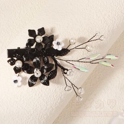 Gothic-Haarspangen mit schwarzem Blumenmuster und Entenschnabelform - image 2