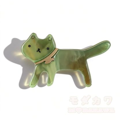 Kawaii Glitzer Sternenkatze Anstecknadel - Grün - image 7