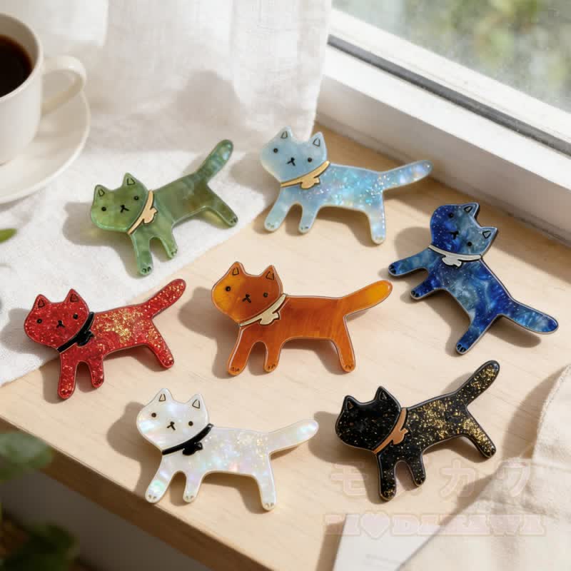 Kawaii Glitzer Sternenkatze Anstecknadel - image 2
