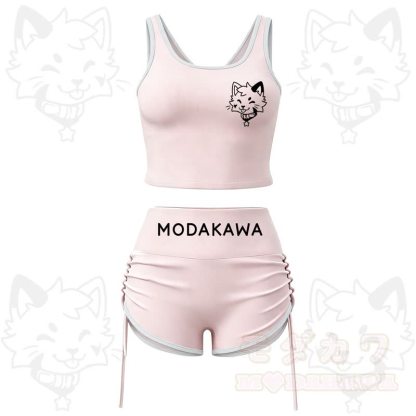 MODAKAWA X popipeko Puppy Print Cami Top Split Skort Zweiteiliges Set - Rosa Set - 2XL - image 1